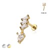 BAGUETTE CASCADE TEARDROP DANGLE TOP THREADLESS (PUSH IN) 316L SURGICAL STEEL LABRET SET